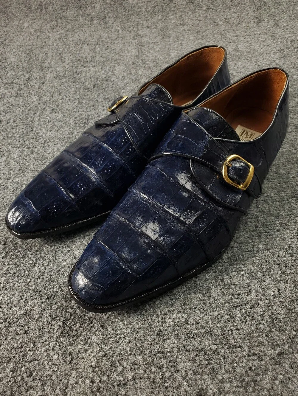 Michele Loisi Alligator Leather Monk Strap Exotic Skin Shoes 14 Italy Luxury
